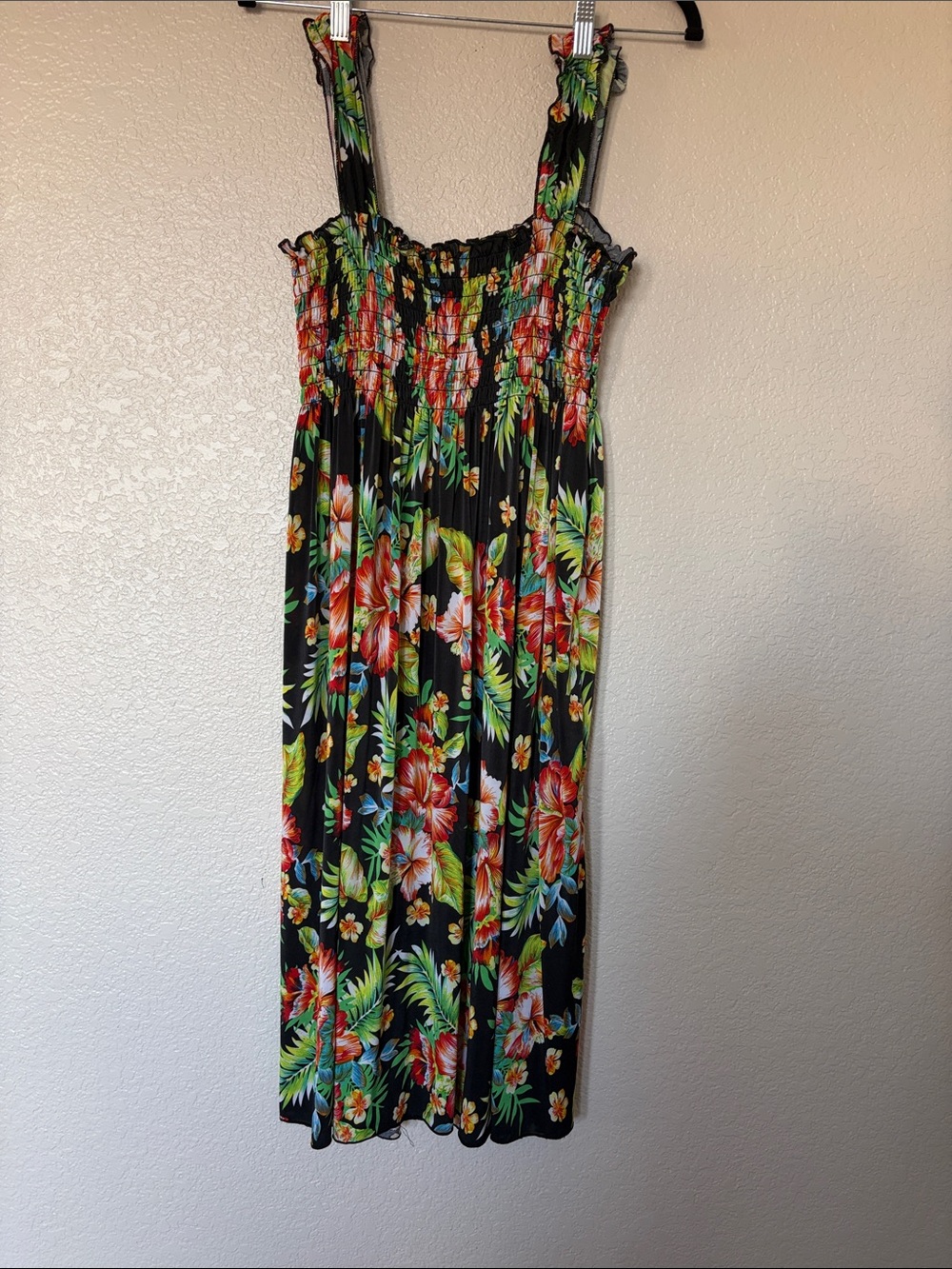 Black Tropical Floral Maxi Dress